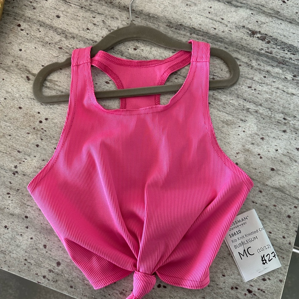 Weissman Bubblegum Pink Knot Front Tank Top